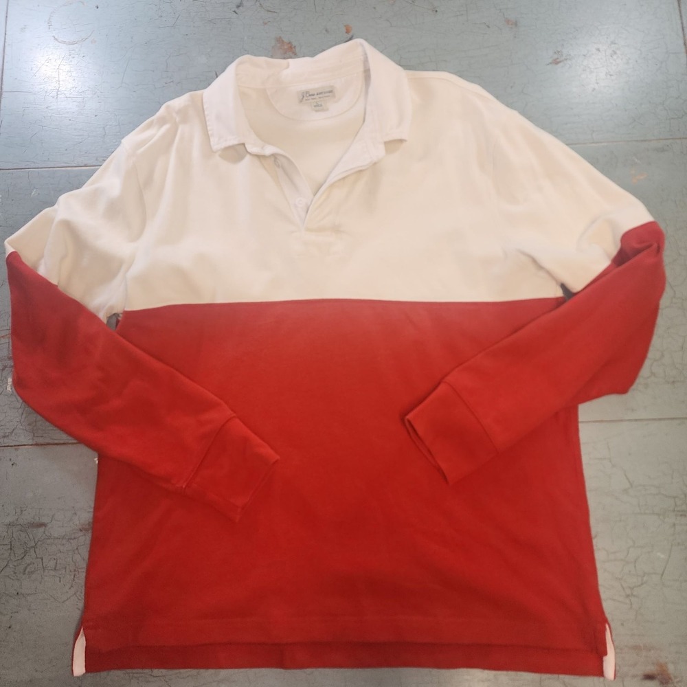 J. Crew Rugby Shirt Colorblock Long Sleeve Cotton Size L‎